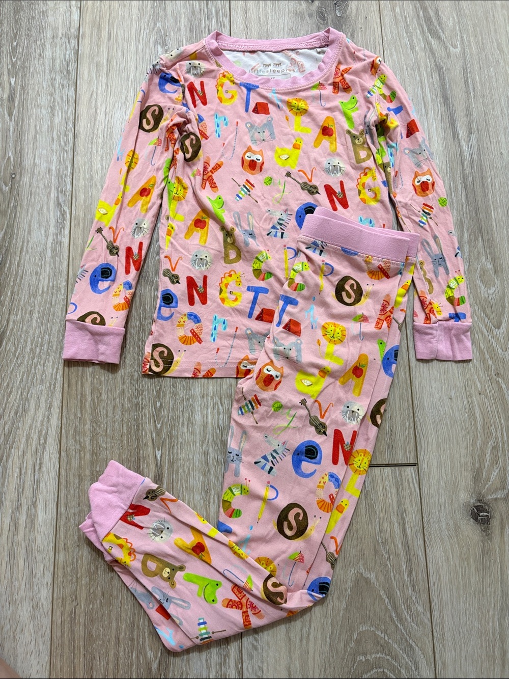 Little Sleepies pink ABC long sleeve pjs
